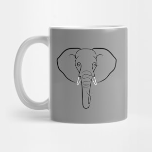 Elephant Portrait Line Drawing Mug